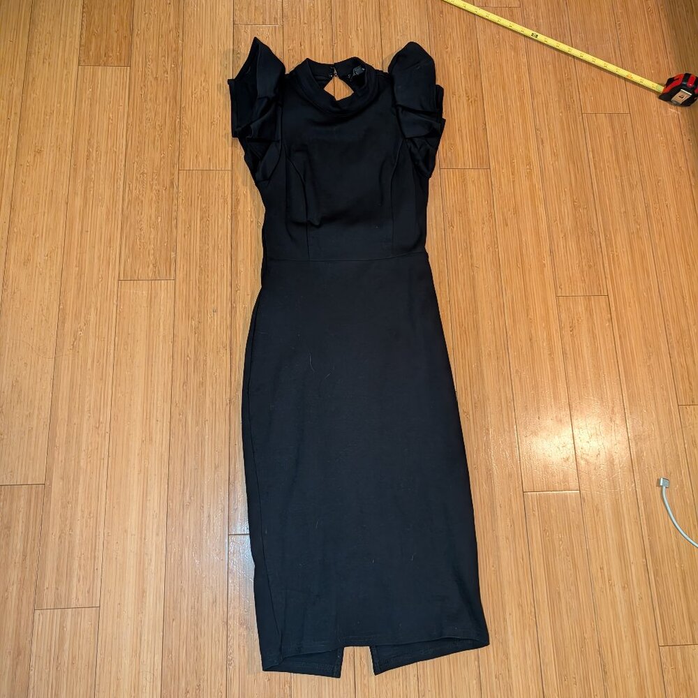 Black Backless Ruffle Bodycon Midi Dress Lulus Extra Small (XS) - Picture 5 of 11